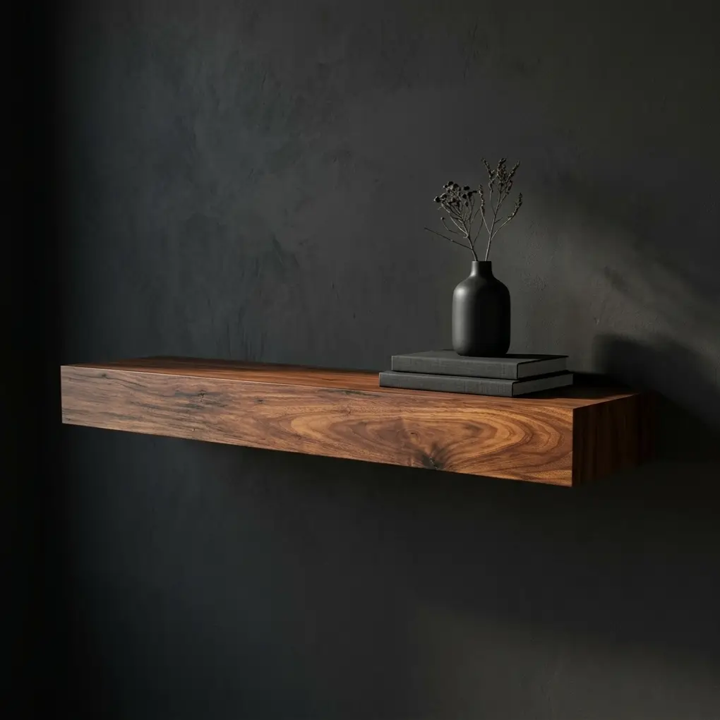 Custom Walnut Floating Shelf & Mantel