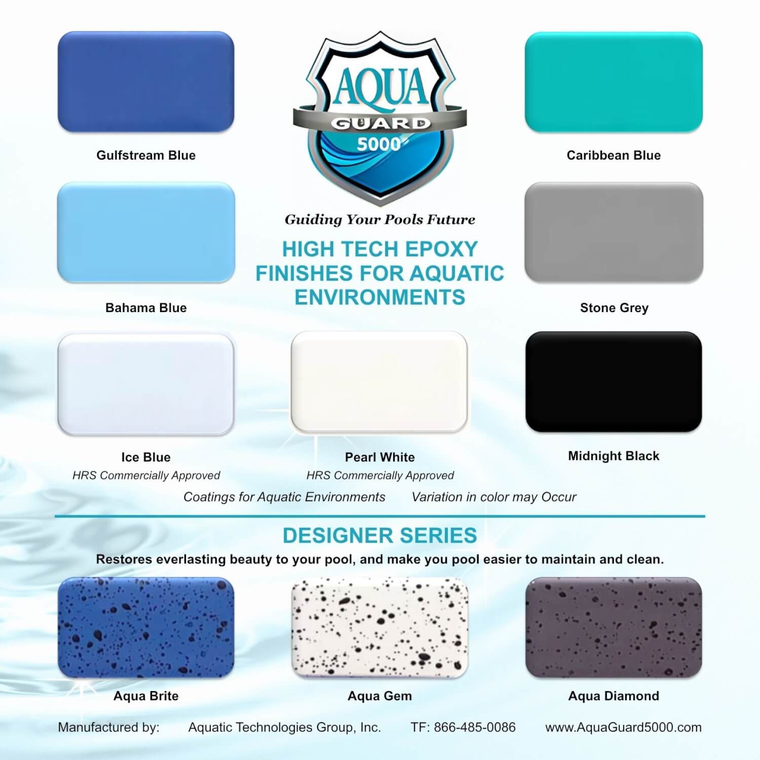 AquaGuard Pool Paint Color Chart Sample Board