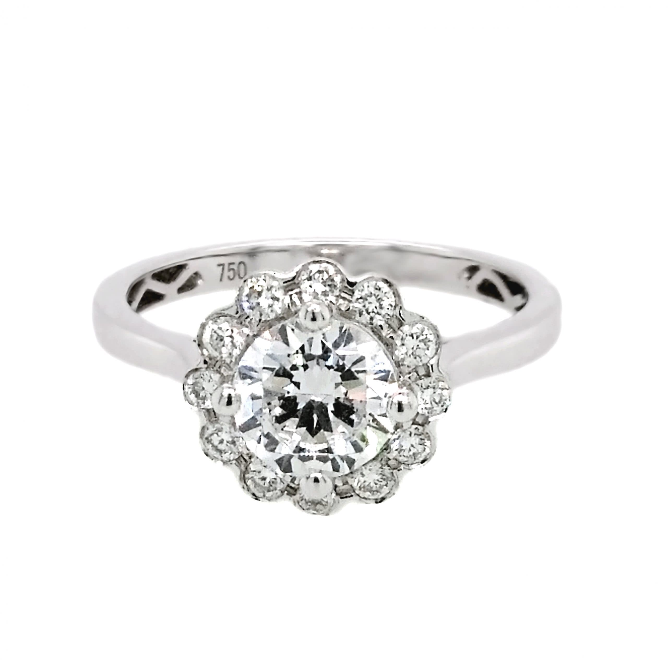 18K WHITE GOLD FLOWER DIAMOND RING MOUNTING