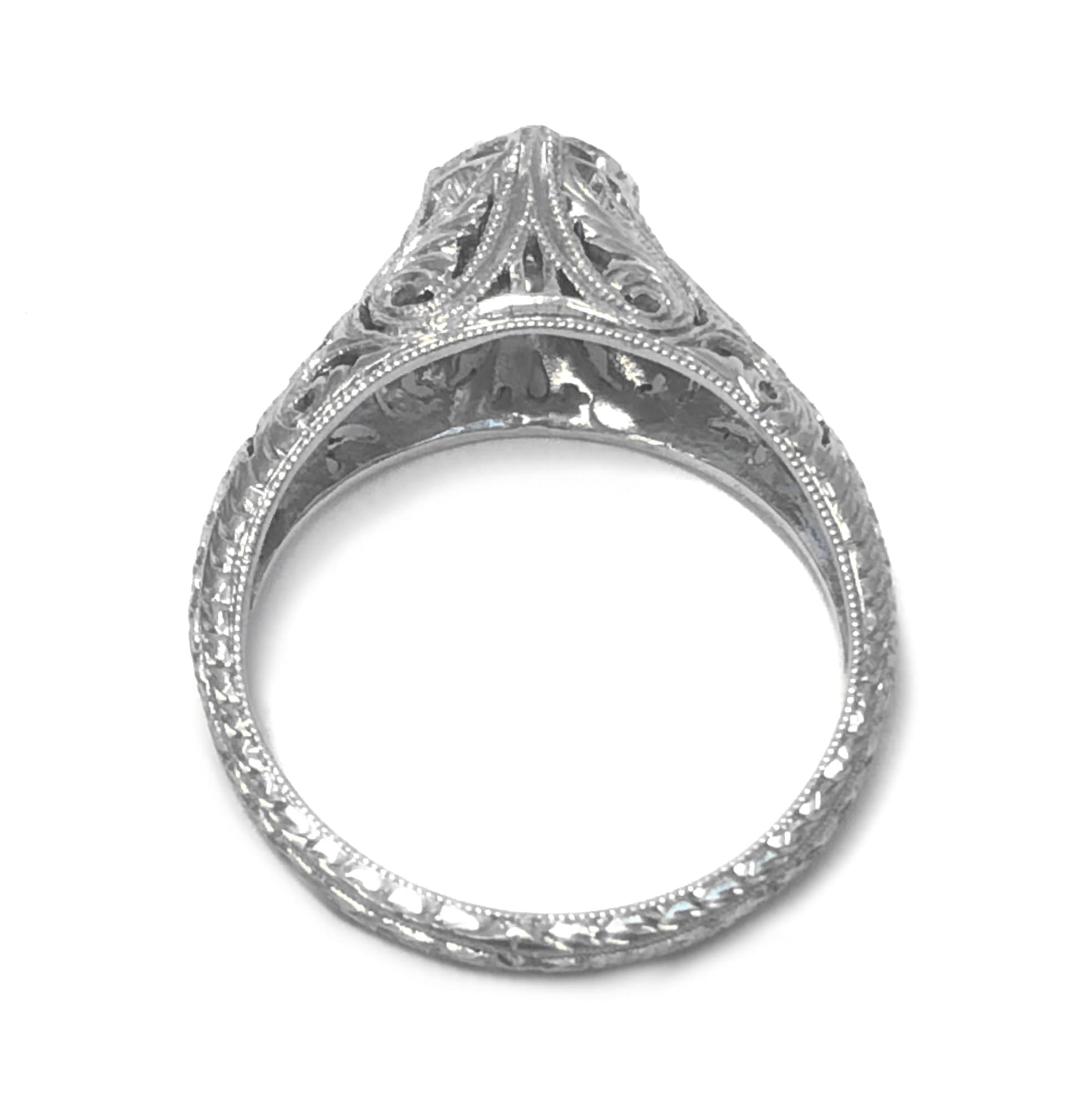 PLATINUM ART DECO VINTAGE FILIGREE DIAMOND RING - thumbnail 2