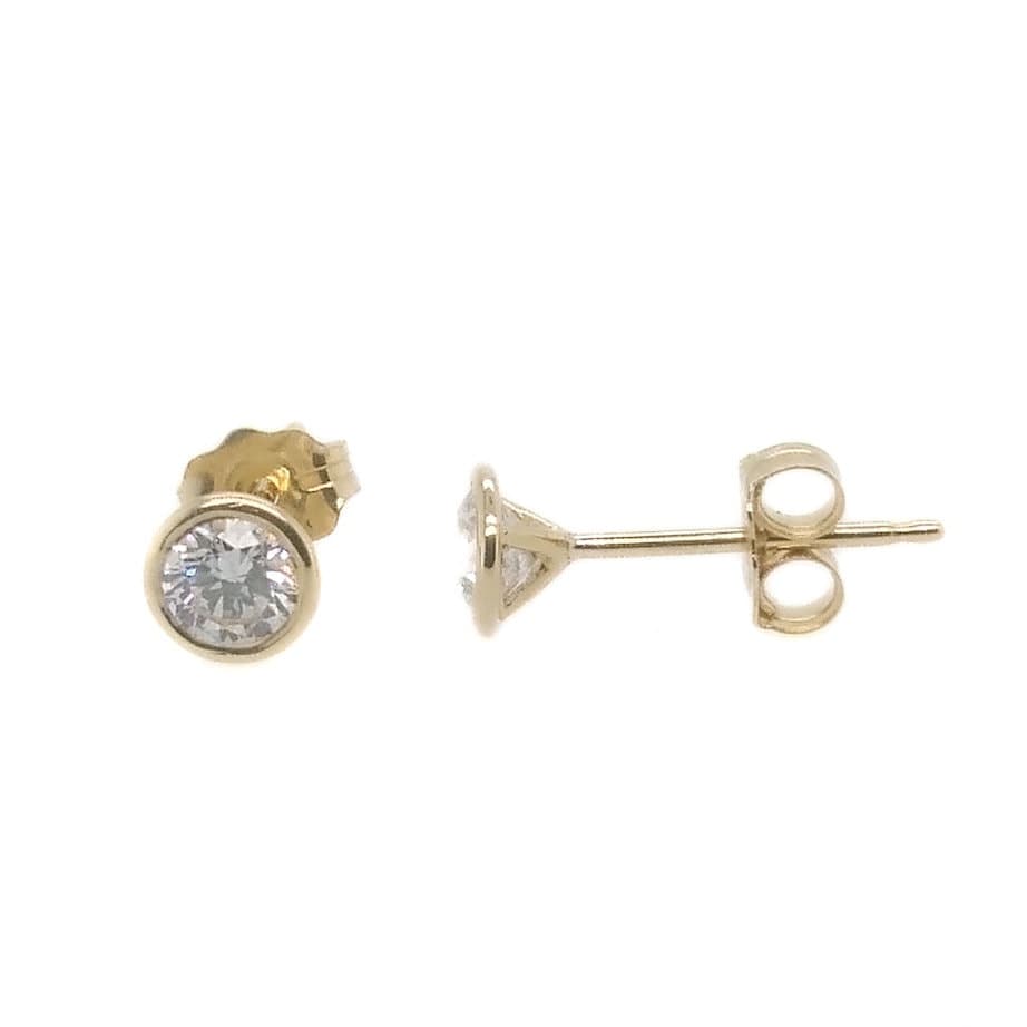 14K YELLOW GOLD DIAMOND STUD EARRINGS - thumbnail 2