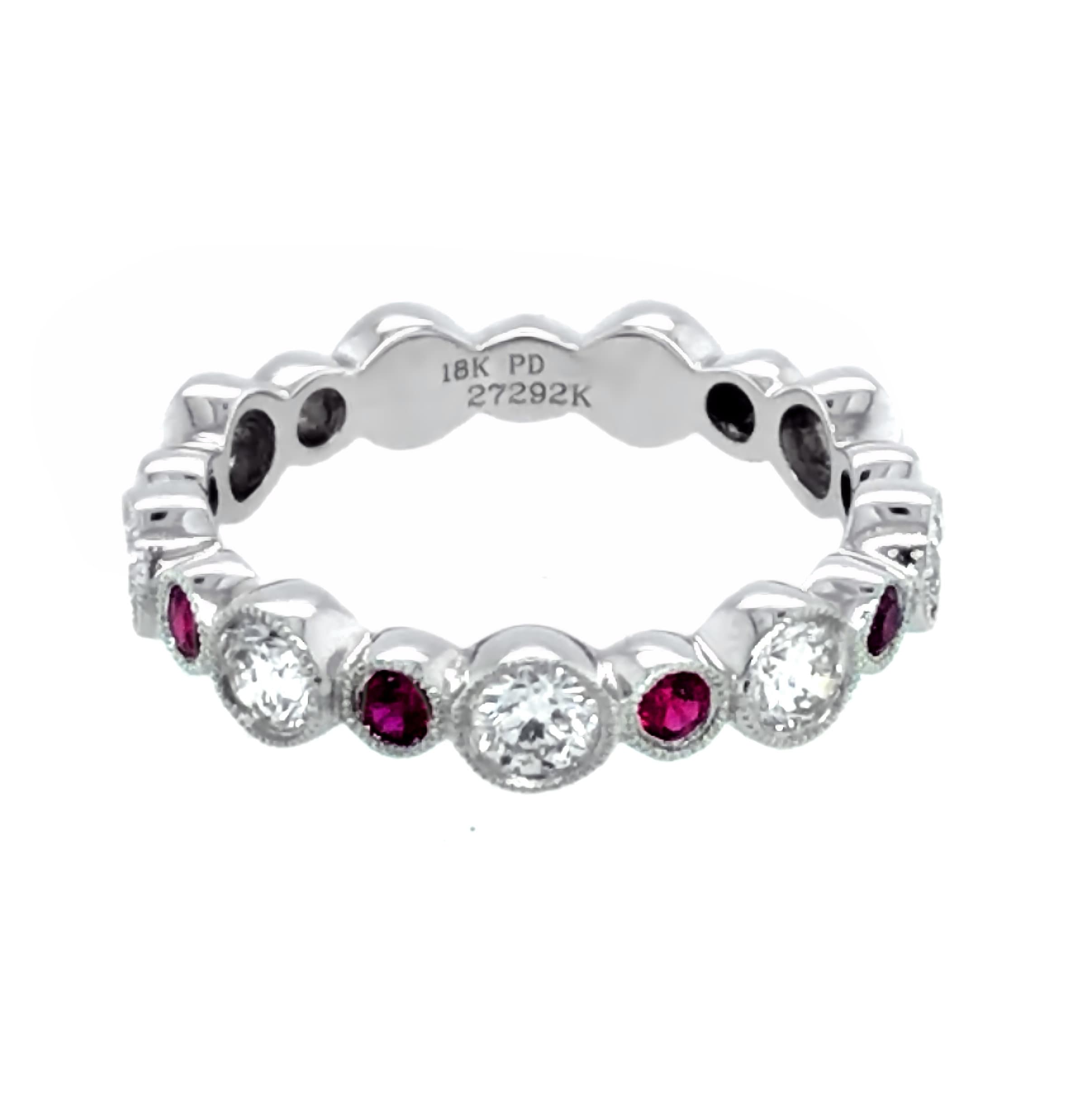 18K WHITE GOLD RUBY DIAMOND RING