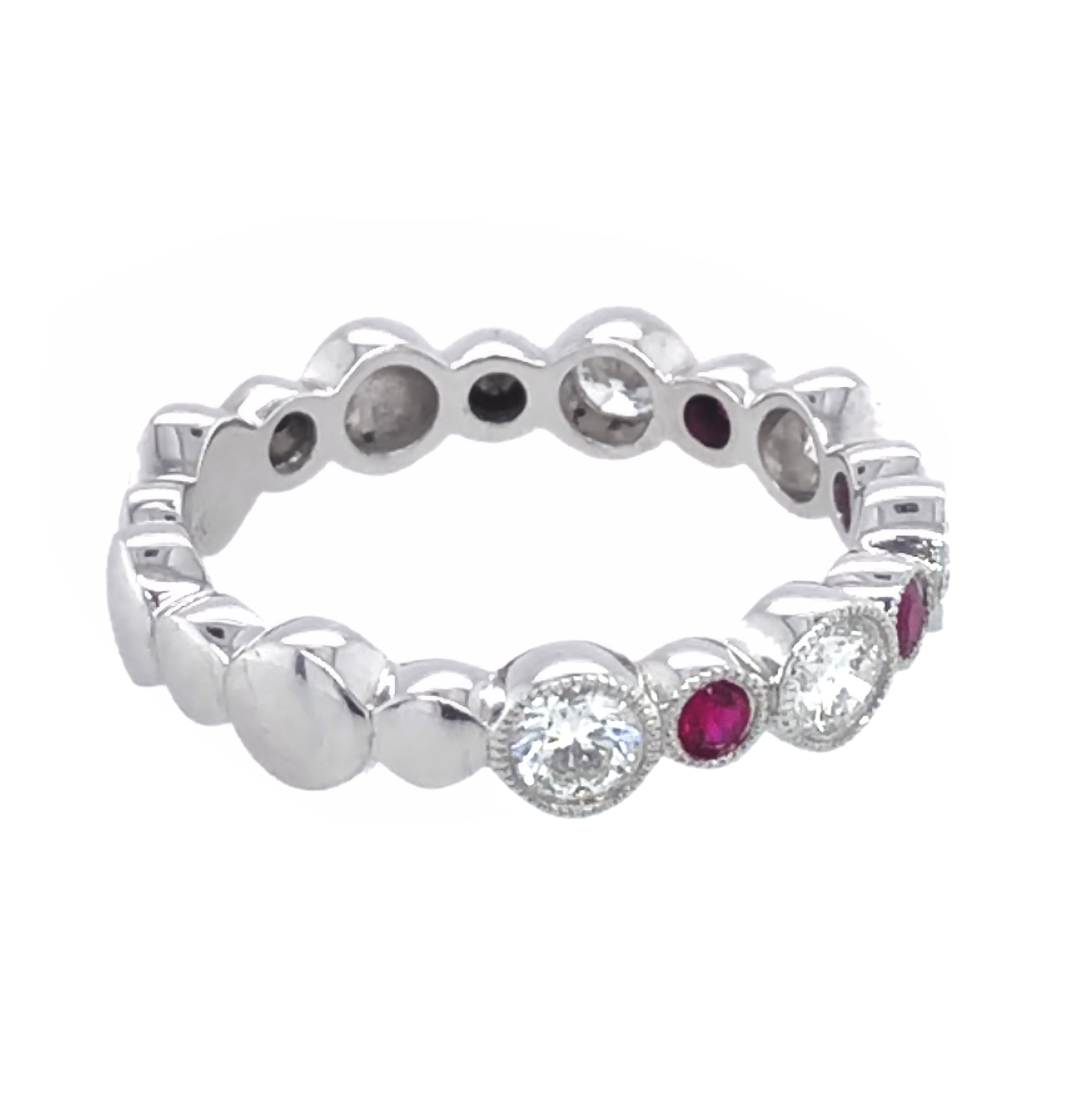 18K WHITE GOLD RUBY DIAMOND RING - thumbnail 2