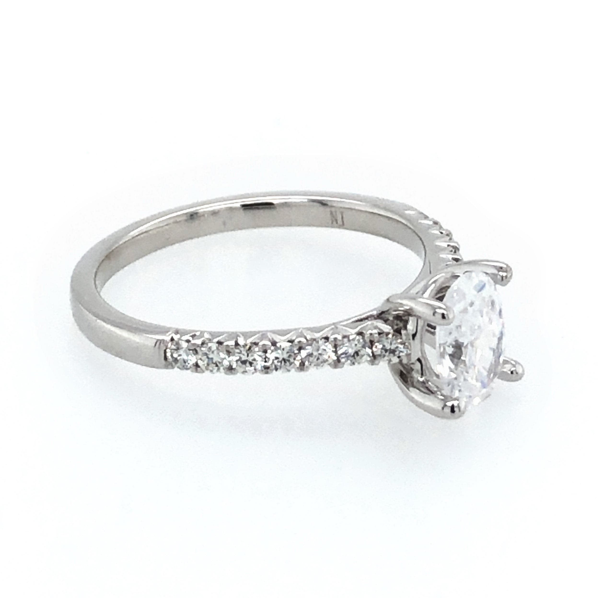 WHITE GOLD DIAMOND RING MOUNTING FOR OVAL CENTER - thumbnail 2