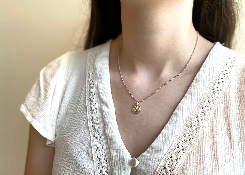 STERLING SILVER & GOLD PLATED DISC PENDANT - thumbnail 3