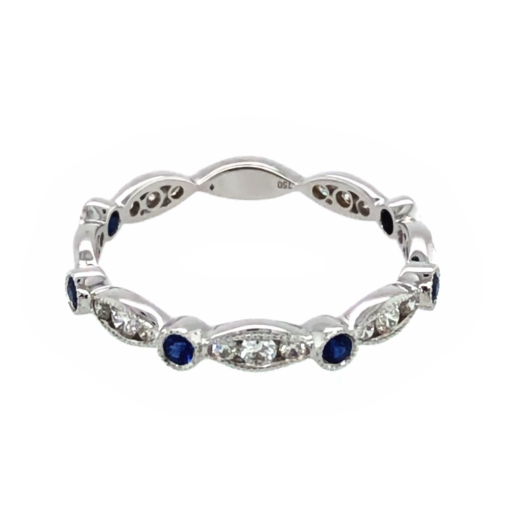 18K WHITE GOLD DIAMOND SAPPHIRE RING