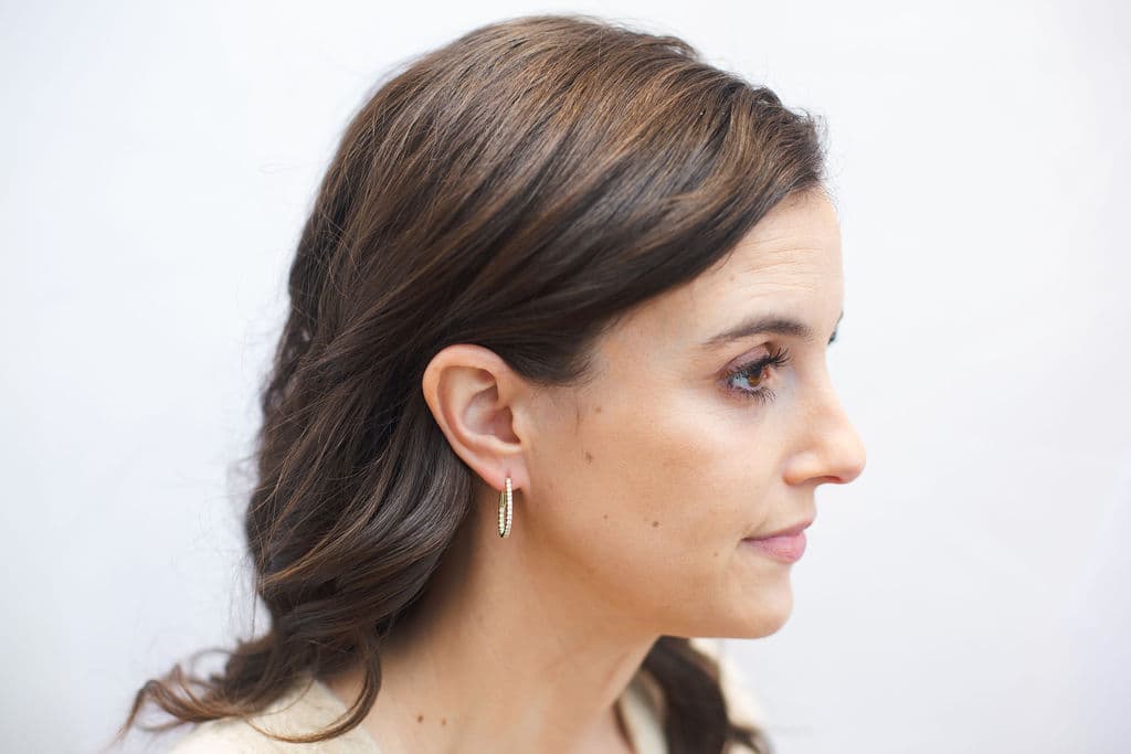 YELLOW GOLD DIAMOND HOOP EARRINGS - thumbnail 2