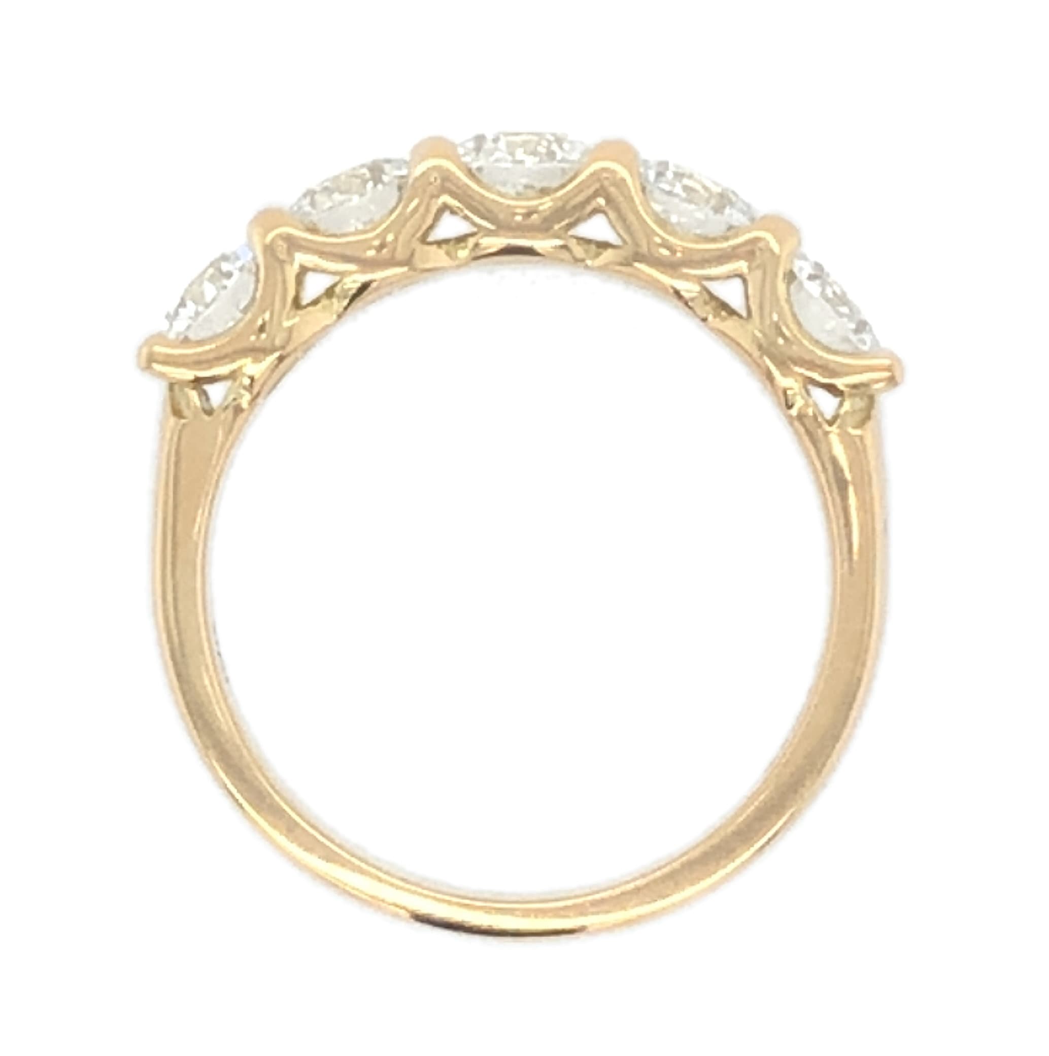 YELLOW GOLD 5 DIAMOND WEDDING RING - thumbnail 3