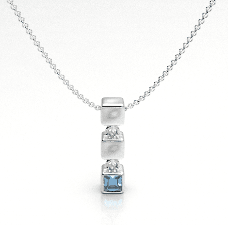 STERLING BLUE TOPAZ CUBE DROP PENDANT