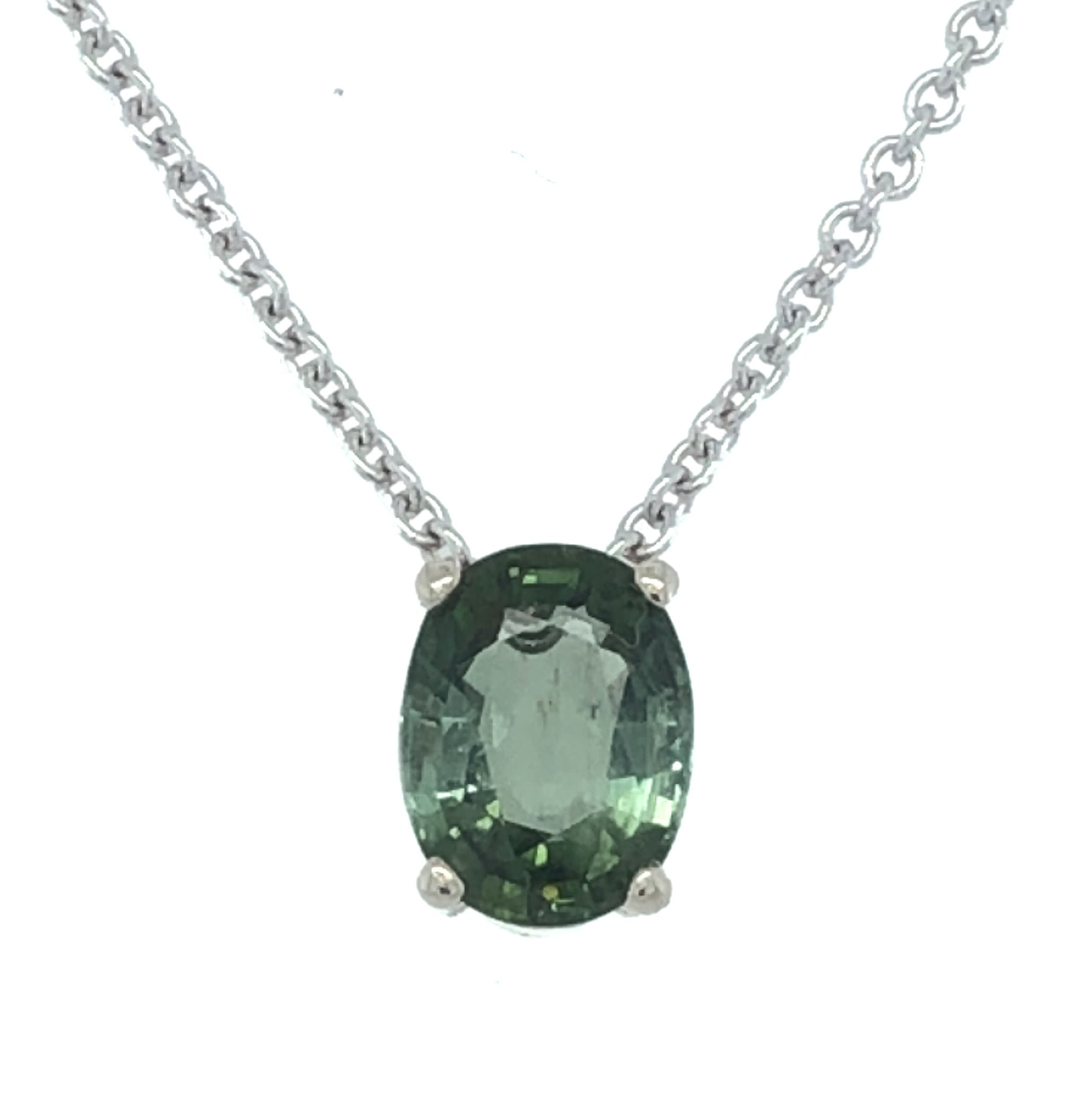 WHITE GOLD OVAL GREEN TOURMALINE