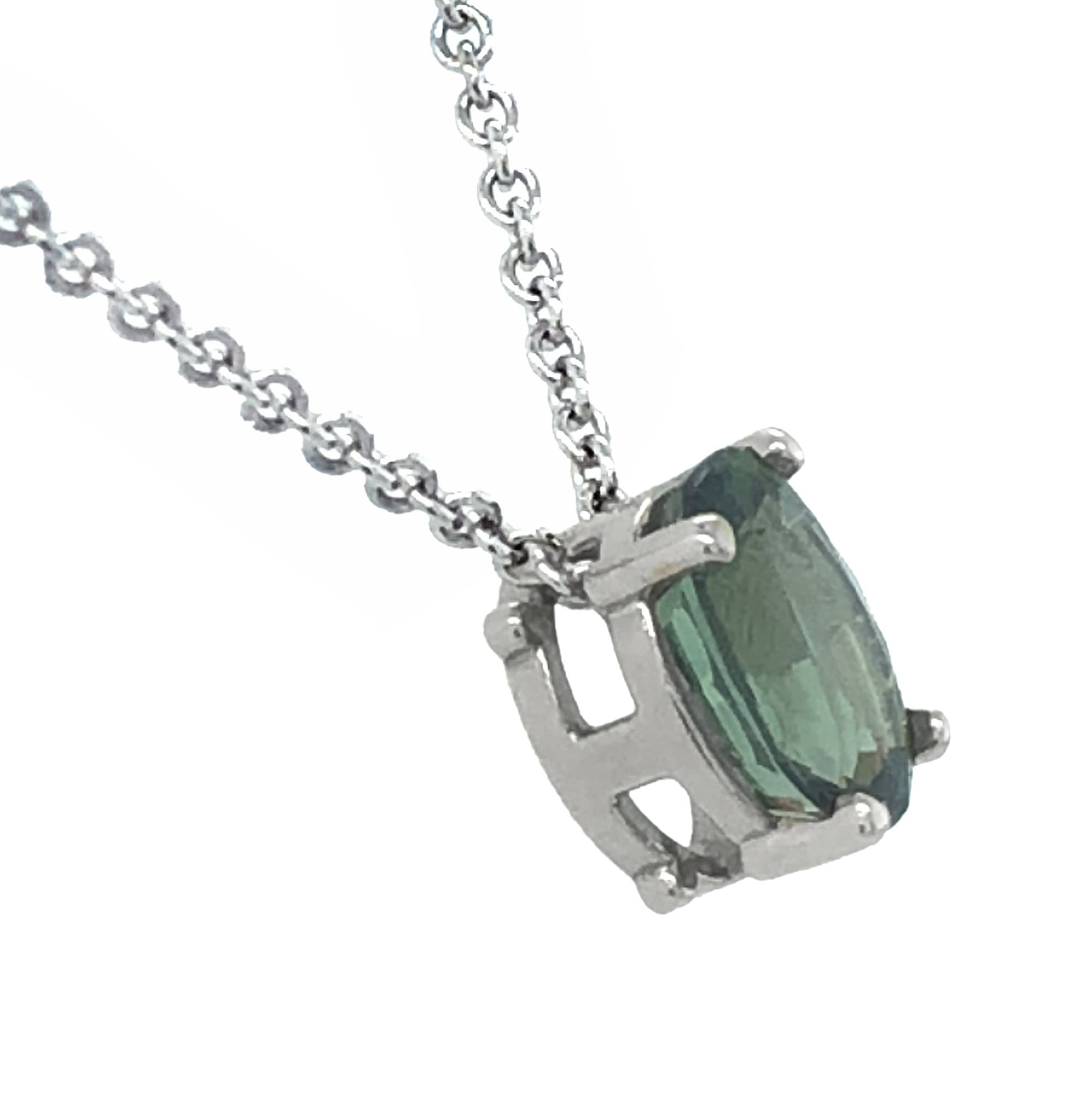 WHITE GOLD OVAL GREEN TOURMALINE - thumbnail 2