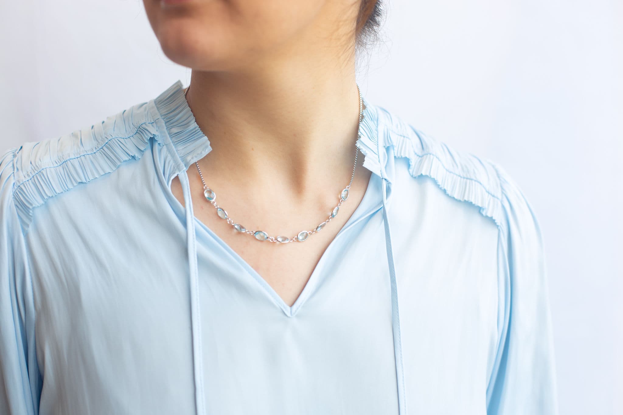 STERLING SILVER BLUE TOPAZ NECKLACE - thumbnail 2