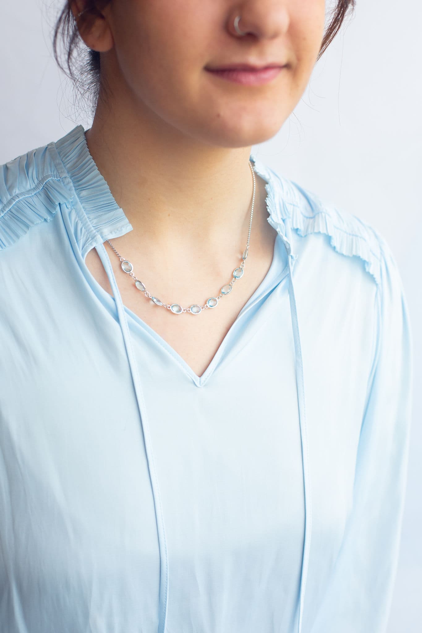 STERLING SILVER BLUE TOPAZ NECKLACE - thumbnail 3