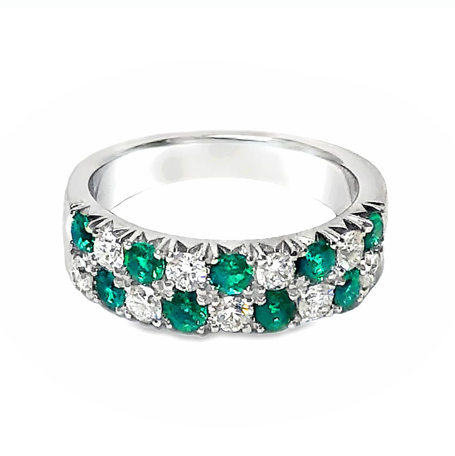 18K WHITE GOLD EMERALD DIAMOND RING - thumbnail 2