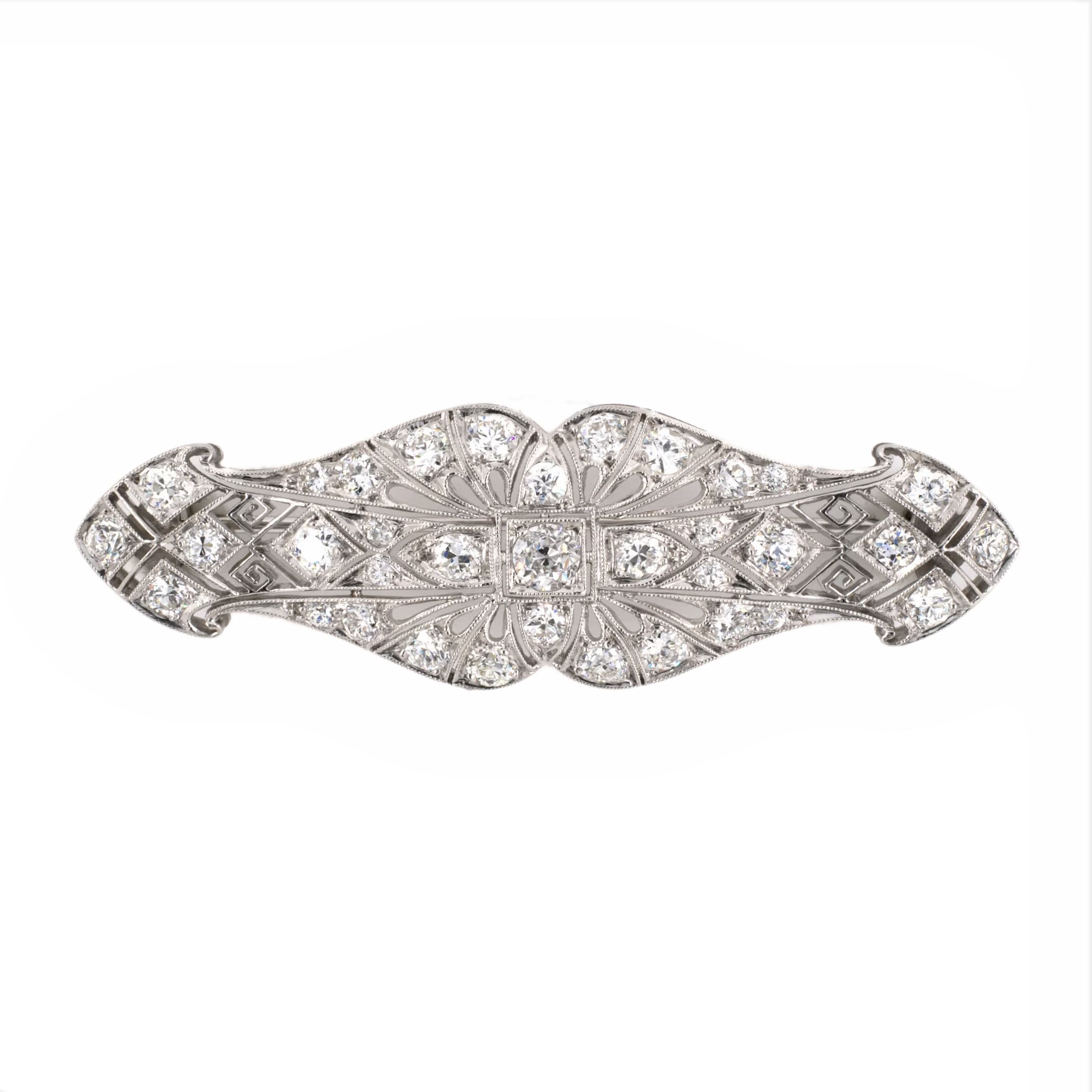 PLATINUM VINTAGE DIAMOND BAR PIN