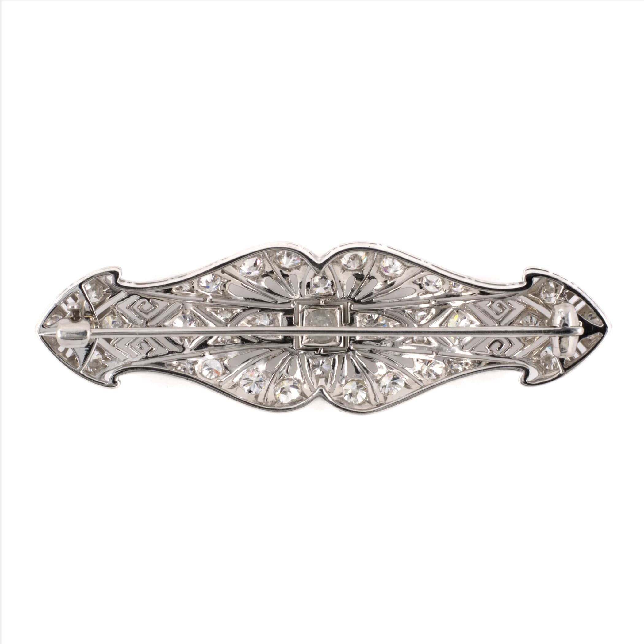 PLATINUM VINTAGE DIAMOND BAR PIN - thumbnail 2
