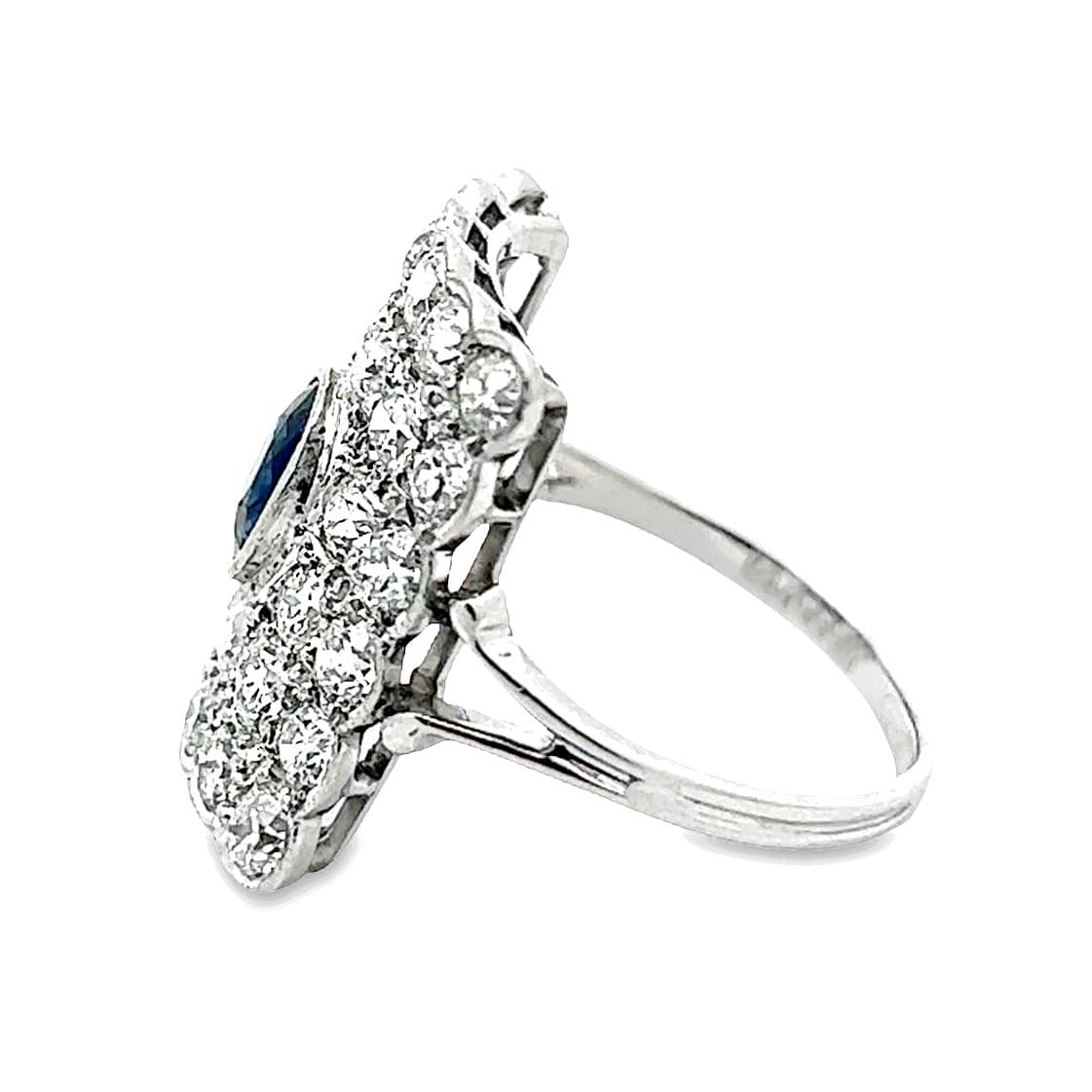PLATINUM SAPPHIRE DIAMOND RING - thumbnail 2