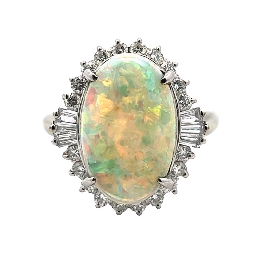 PLATINUM OPAL DIAMOND RING