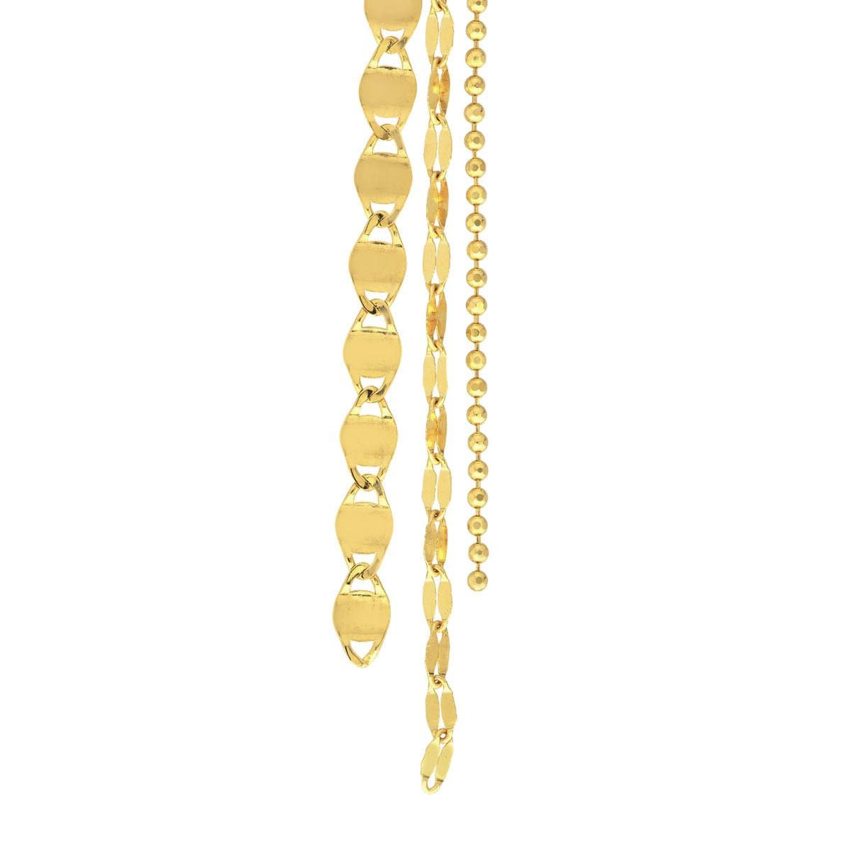 YELLOW GOLD 3-STRAND THREADER EARRINGS - thumbnail 2