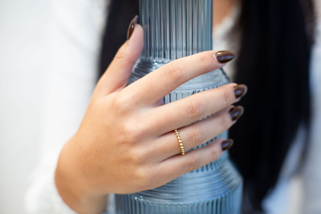 YELLOW GOLD BEADED DESIGN RING - thumbnail 3