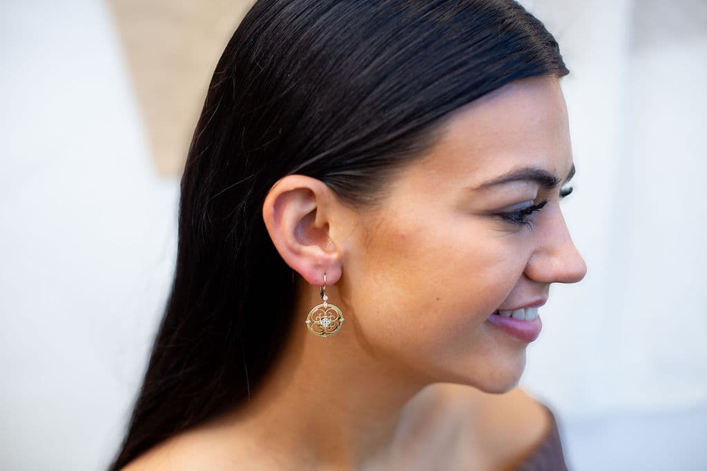 YELLOW GOLD DIAMOND DROP EARRINGS - thumbnail 3