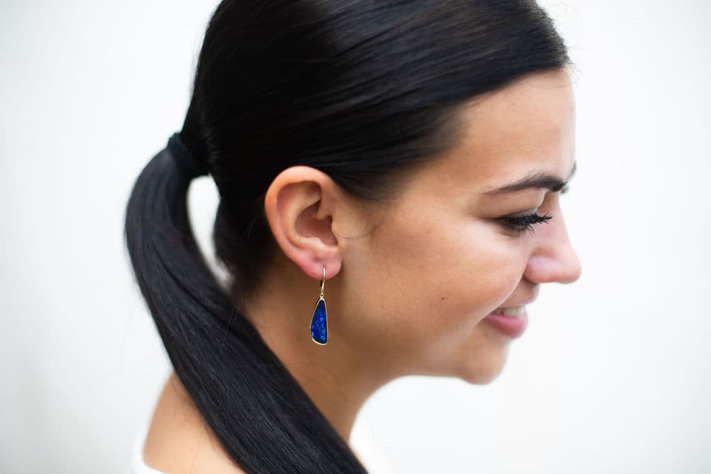 YELLOW GOLD OPAL DOUBLET EARRINGS - thumbnail 4