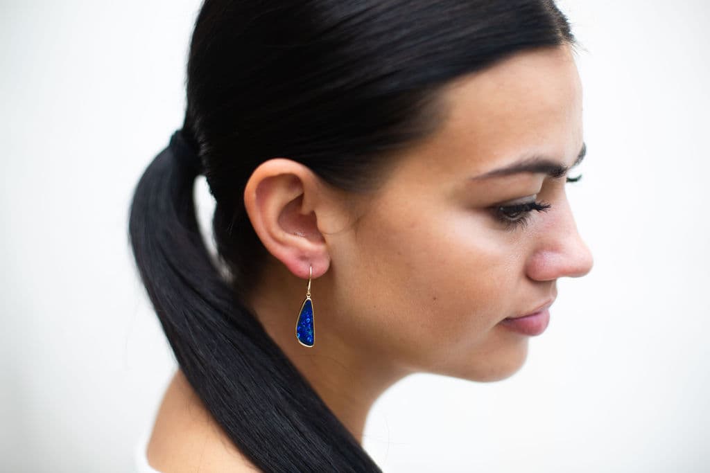 YELLOW GOLD OPAL DOUBLET EARRINGS - thumbnail 5