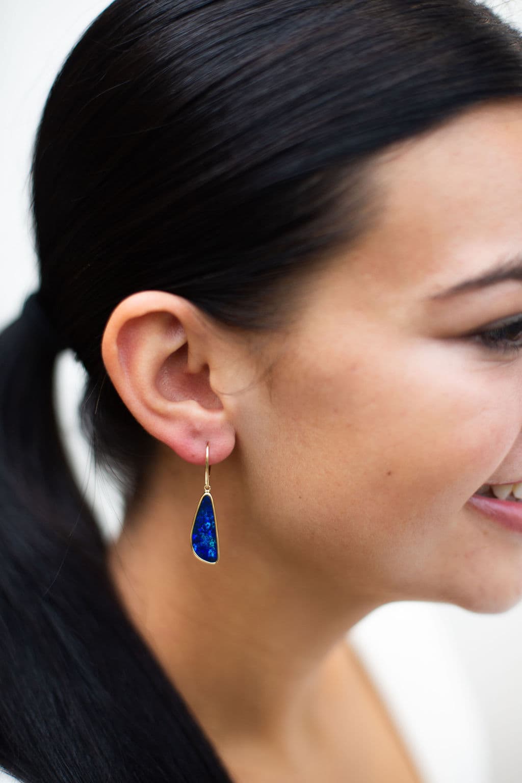 YELLOW GOLD OPAL DOUBLET EARRINGS - thumbnail 6