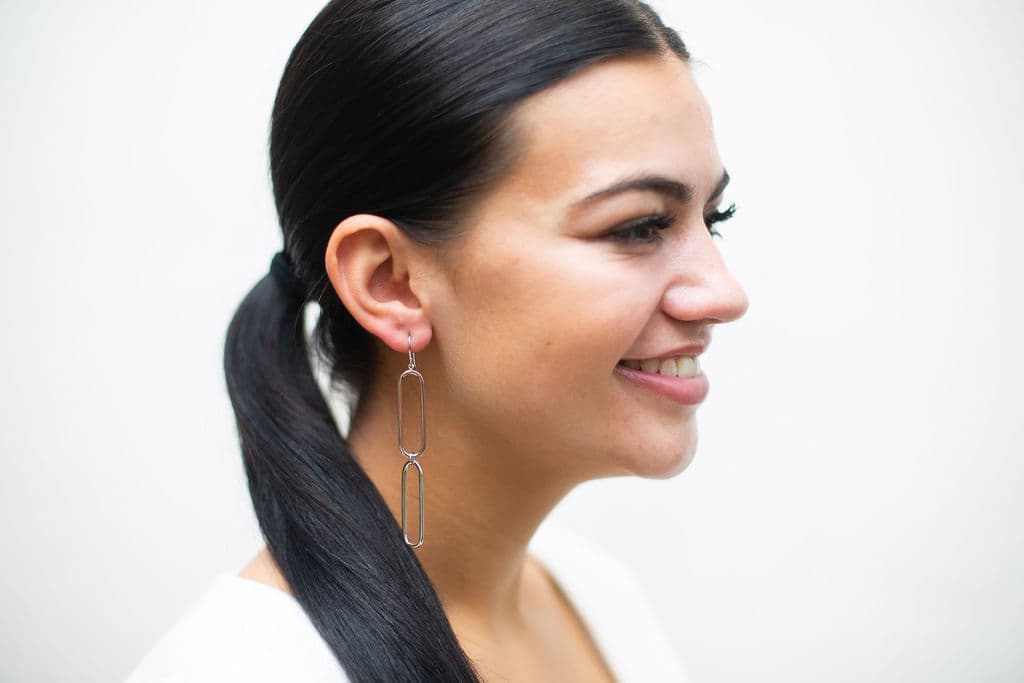 STERLING SILVER PAPER CLIP DANGLE EARRINGS - thumbnail 2