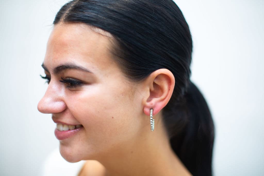 STERLING SILVER GRADUATED BEAD DESIGN HOOP EARRINGS - thumbnail 2