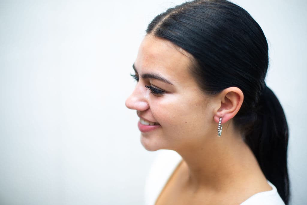 STERLING SILVER GRADUATED BEAD DESIGN HOOP EARRINGS - thumbnail 3