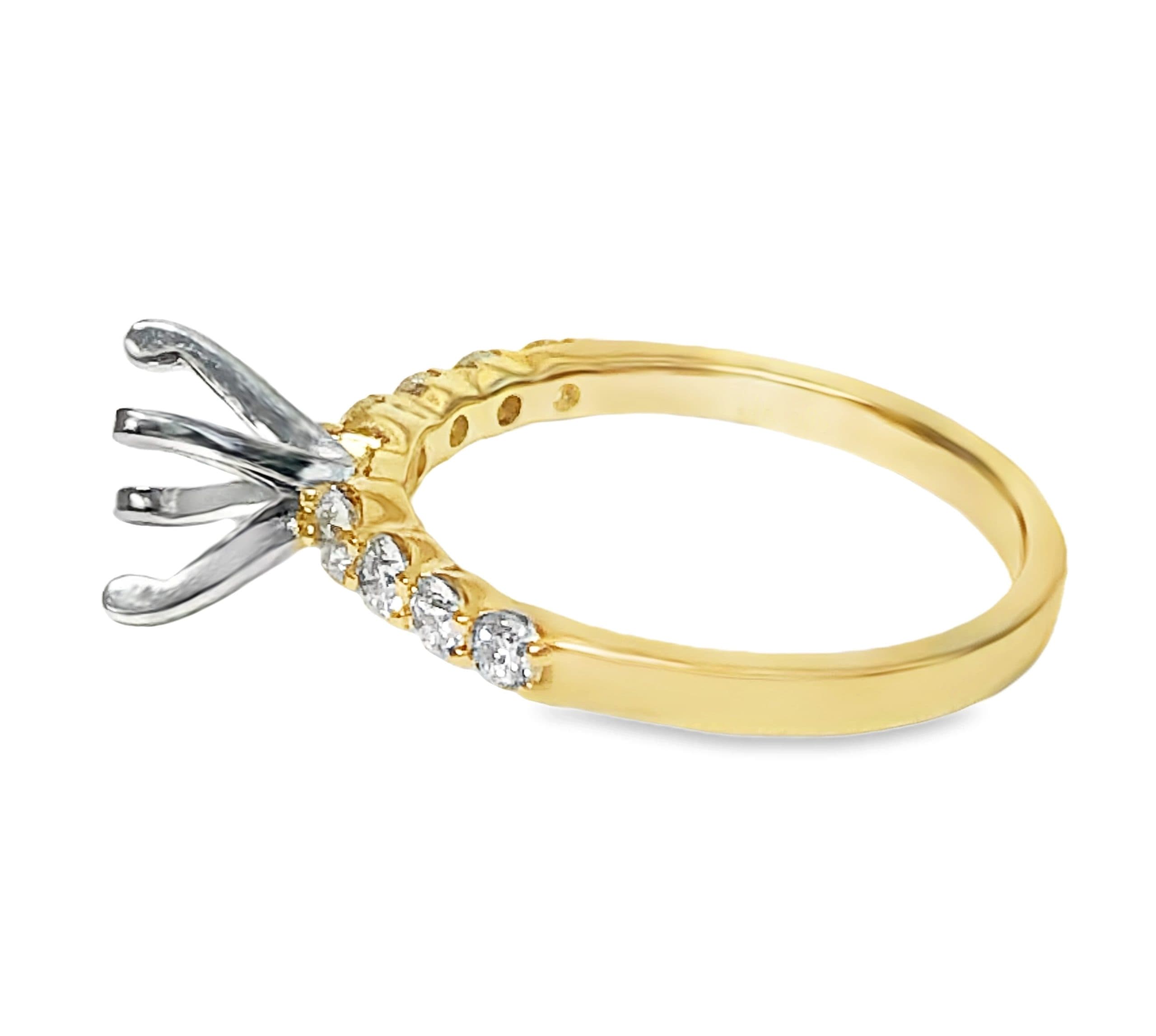 YELLOW & WHITE GOLD ENGAGEMENT STYLE DIAMOND RING MOUNTING - thumbnail 2