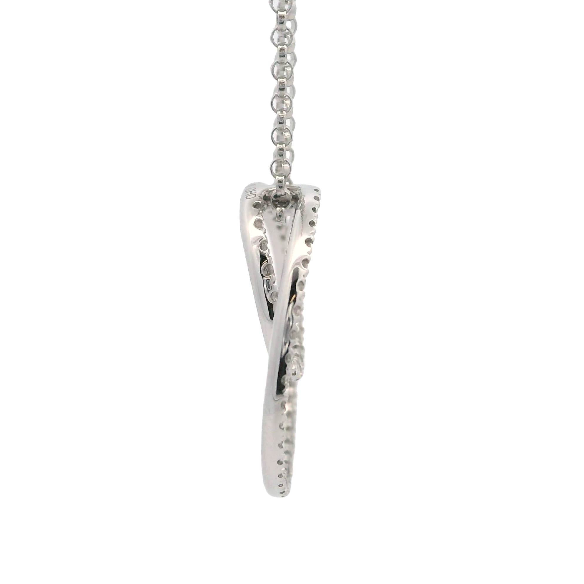 WHITE GOLD DIAMOND DOUBLE CIRCLE PENDANT - thumbnail 2