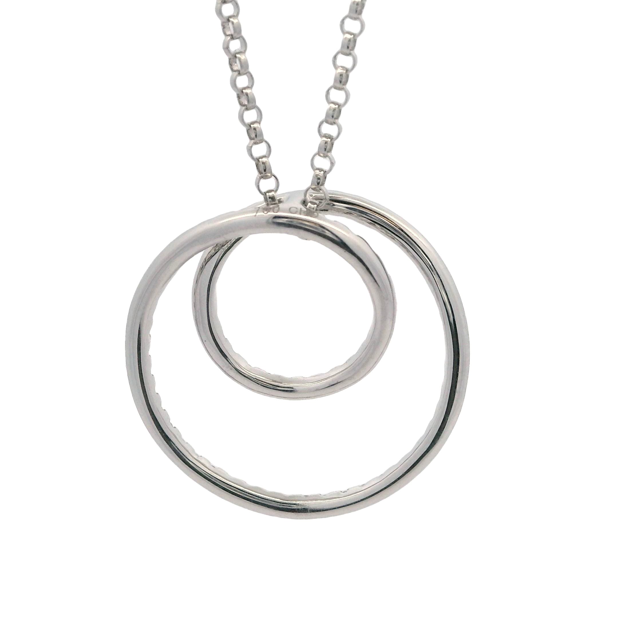 WHITE GOLD DIAMOND DOUBLE CIRCLE PENDANT - thumbnail 3