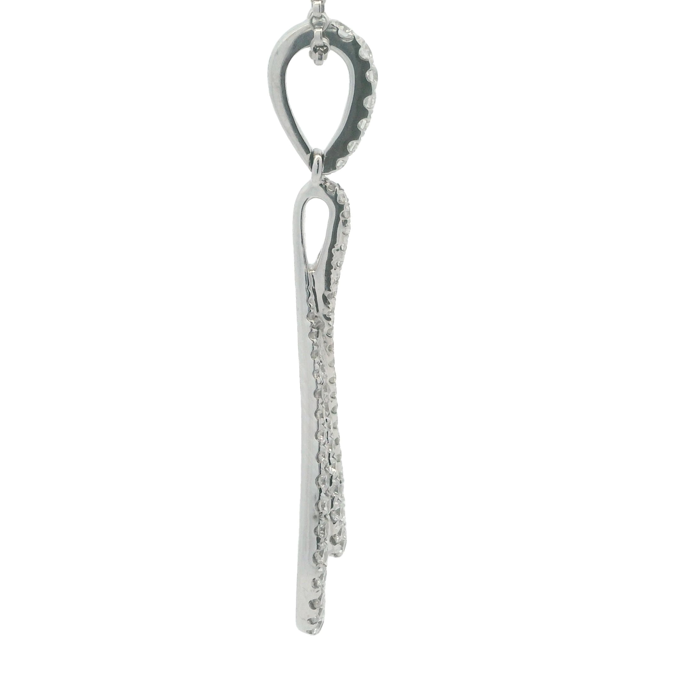 18K WHITE GOLD DIAMOND DOUBLE TEARDROP PENDANT - thumbnail 2