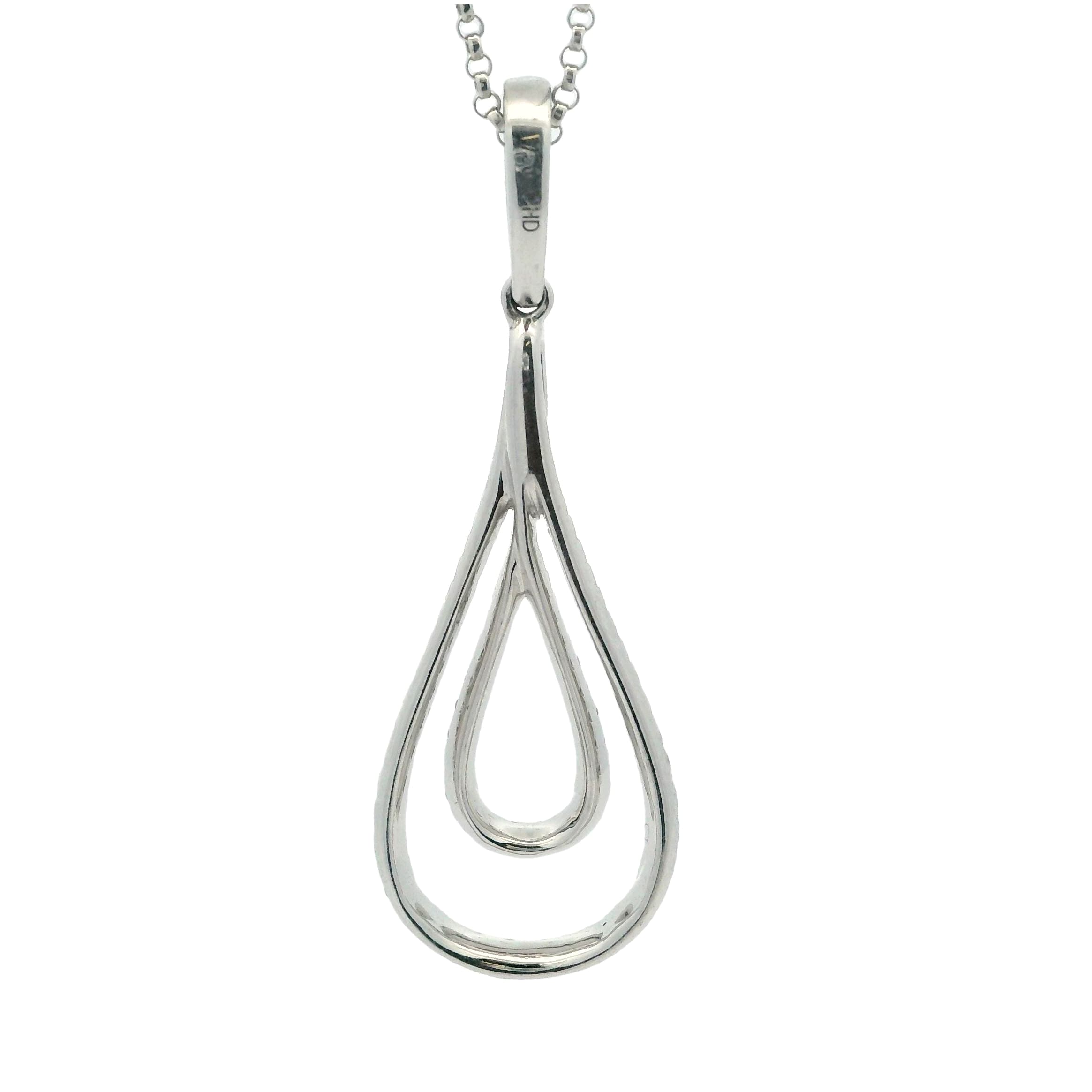 18K WHITE GOLD DIAMOND DOUBLE TEARDROP PENDANT - thumbnail 3