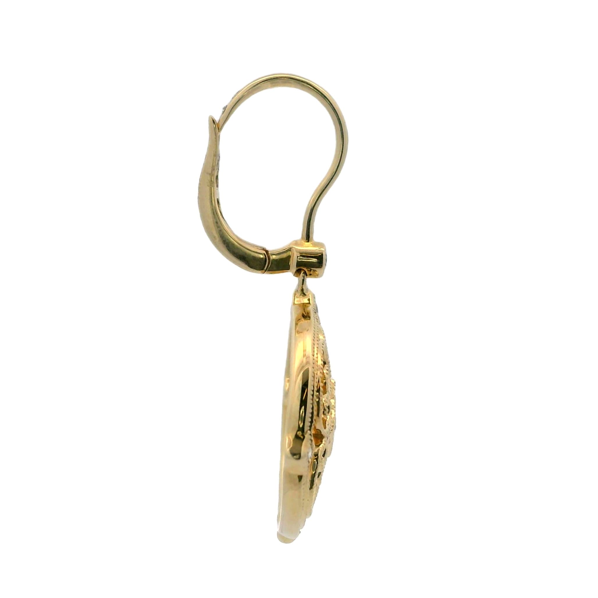YELLOW GOLD DIAMOND DROP EARRINGS - thumbnail 2