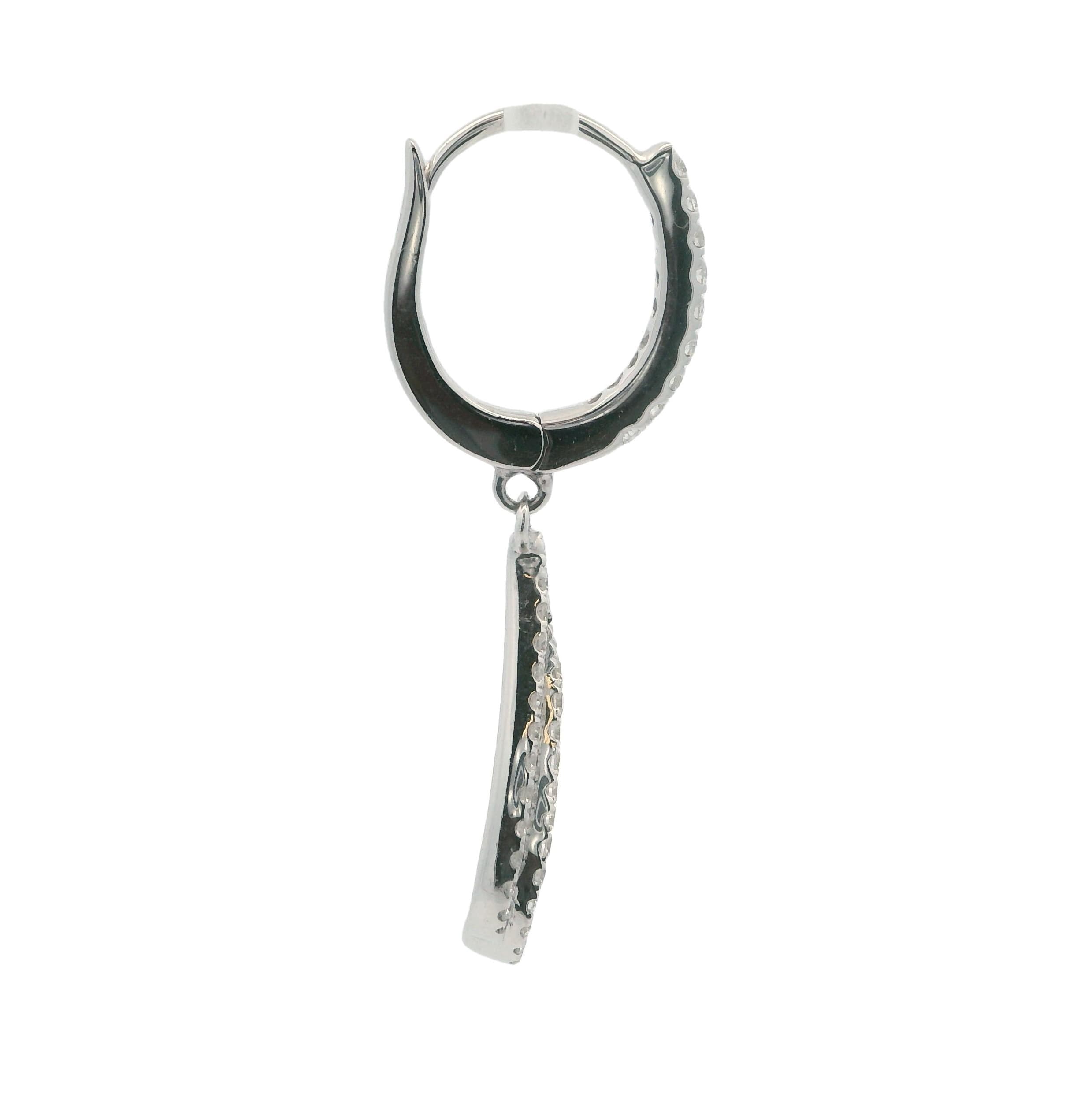 WHITE GOLD DIAMOND DOUBLE TEARDROP DROP EARRINGS - thumbnail 3