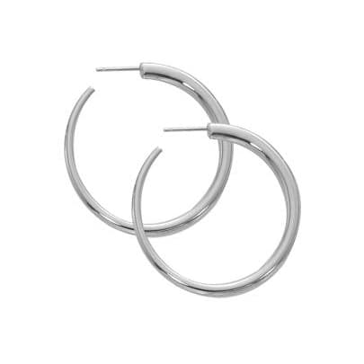 STERLING SILVER MEDIUM HOOP EARRINGS