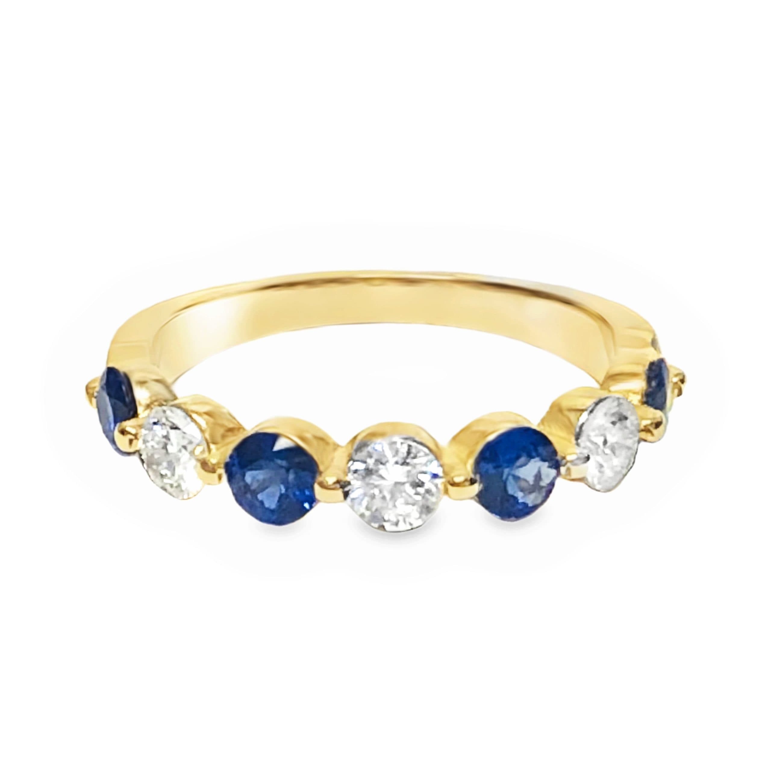 14K YELLOW GOLD SAPPHIRE DIAMOND RING - thumbnail 2