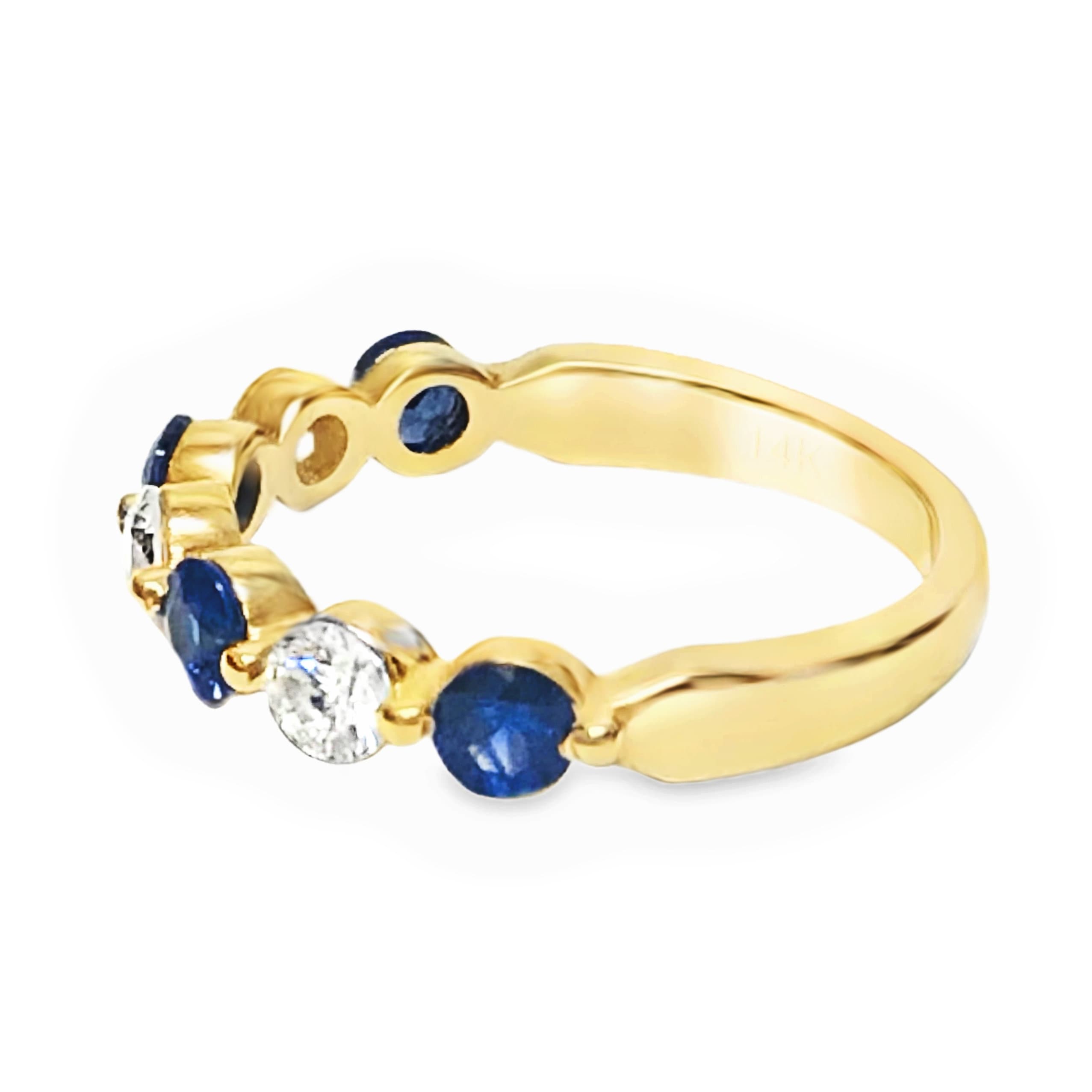 14K YELLOW GOLD SAPPHIRE DIAMOND RING - thumbnail 3