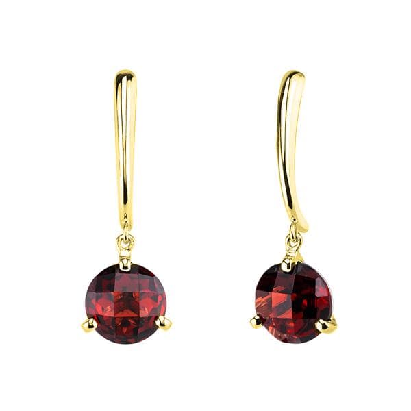 YELLOW GOLD GARNET DROP EARRINGS