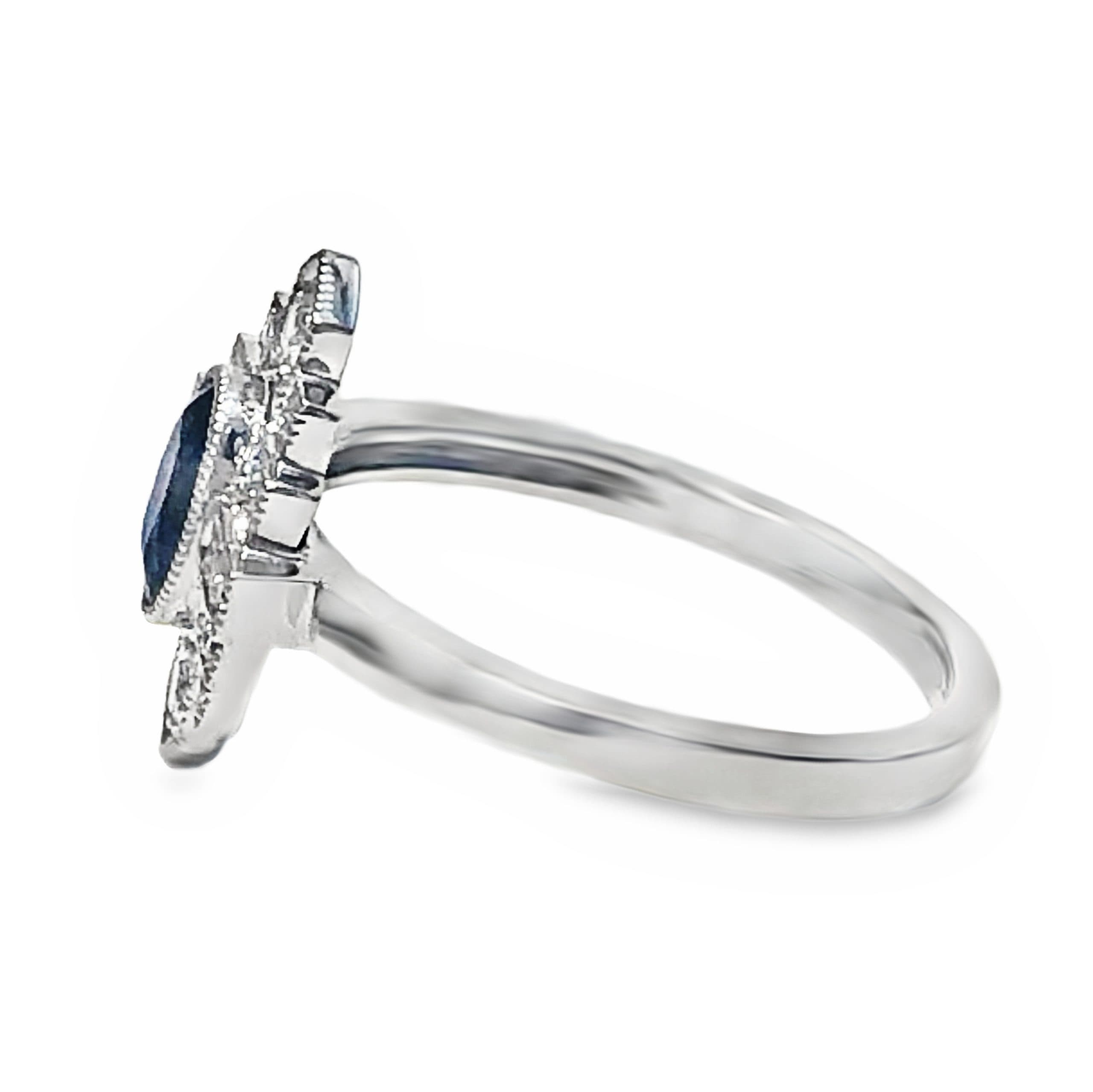 14K WHITE GOLD SAPPHIRE DIAMOND RING - thumbnail 3