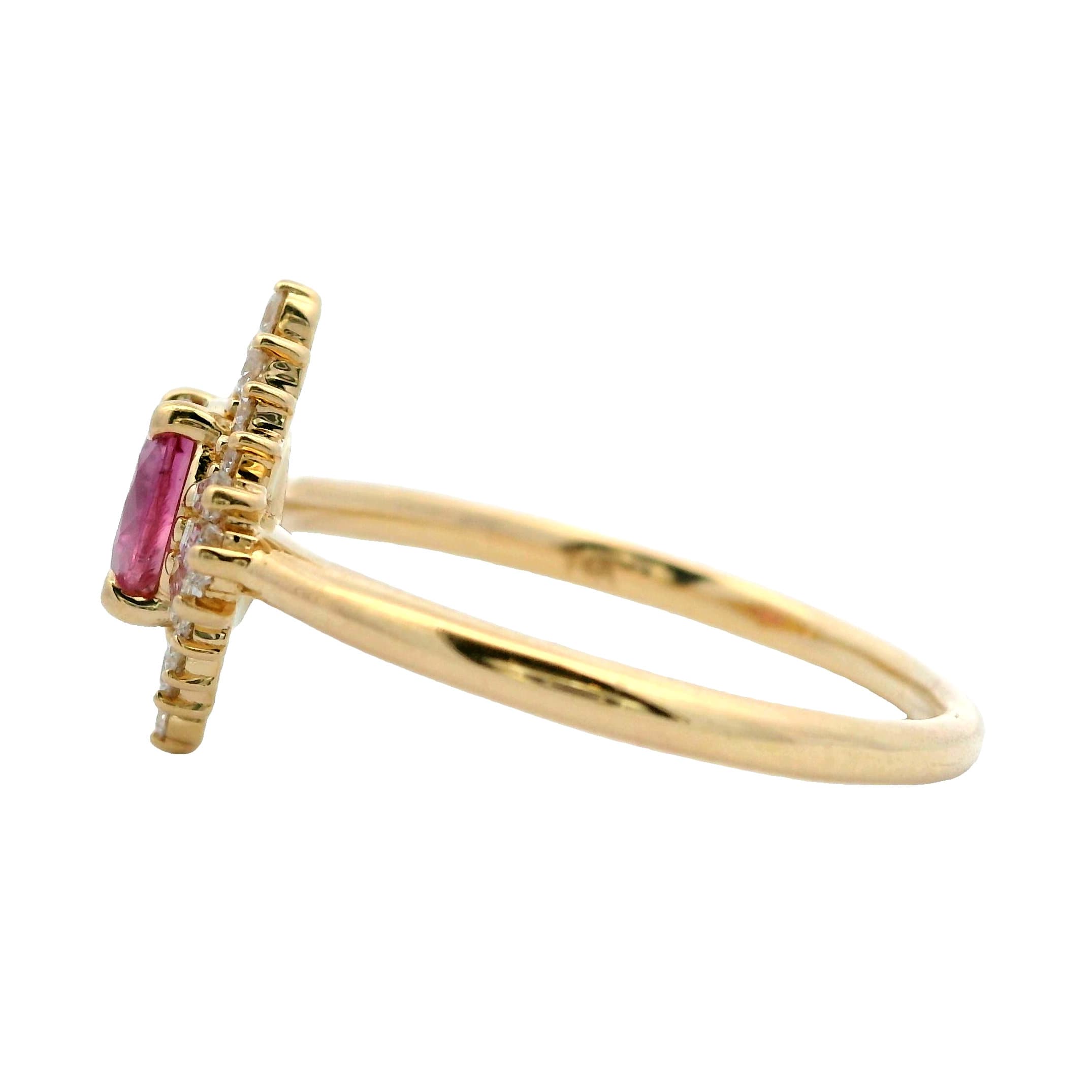 14K YELLOW GOLD PINK SAPPHIRE DIAMOND RING - thumbnail 2