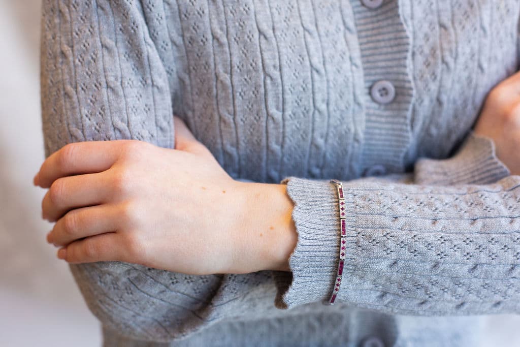 14K WHITE GOLD RUBY & DIAMOND BRACELET - thumbnail 2