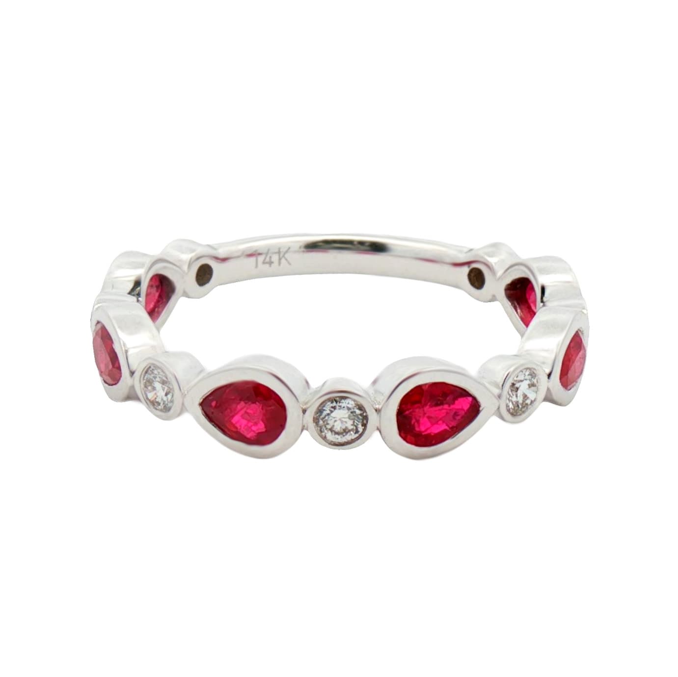 14K WHITE GOLD RUBY DIAMOND RING