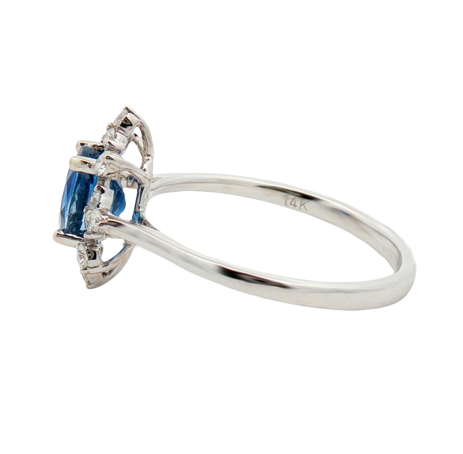 14K WHITE GOLD SAPPHIRE DIAMOND RING - thumbnail 2