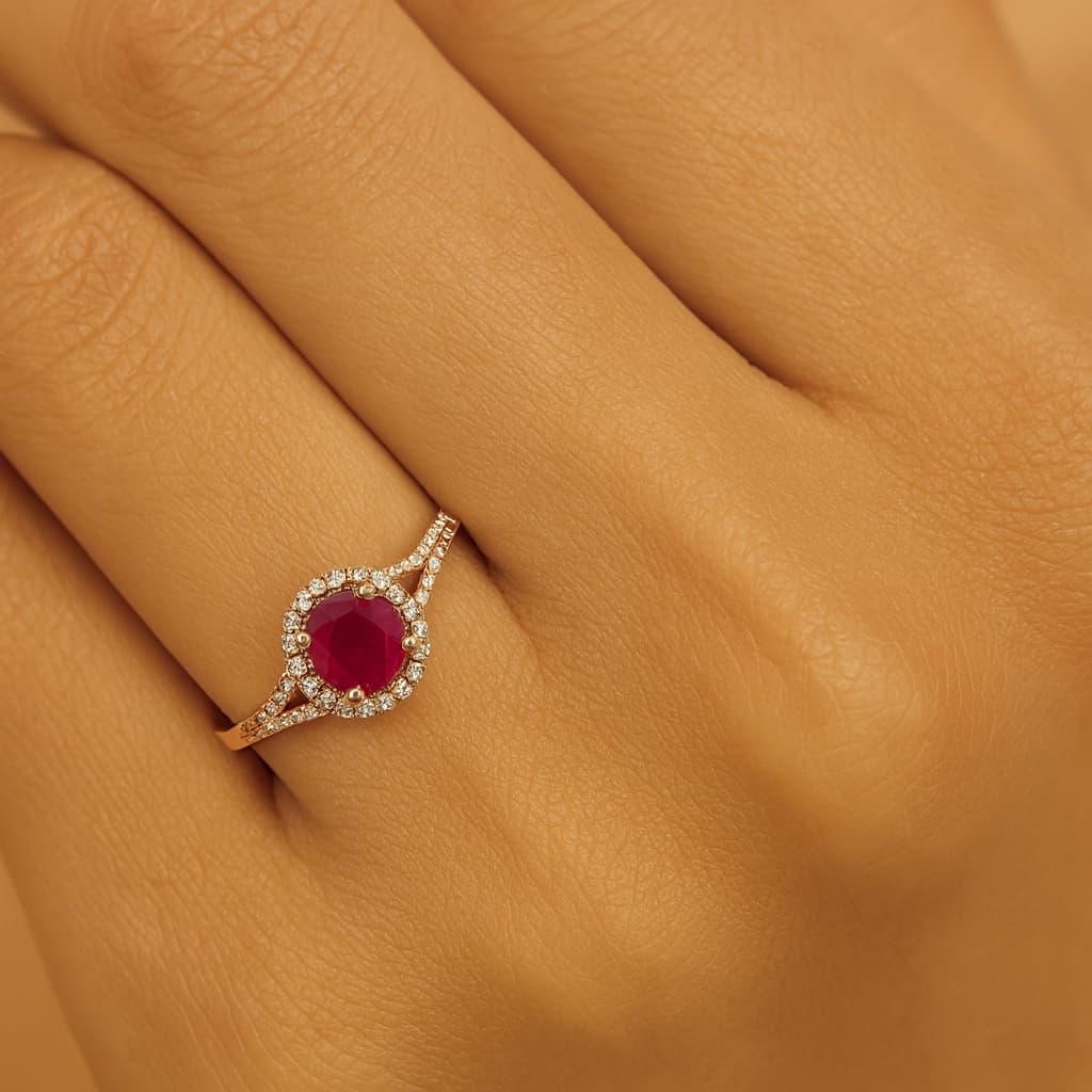 14K YELLOW GOLD RUBY DIAMOND RING - thumbnail 3