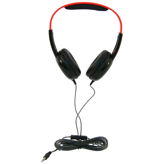 Califone KH-12V BK Pre-K On-Ear Headphones with In-line Volume Control, 3.5mm (Black/Red)
