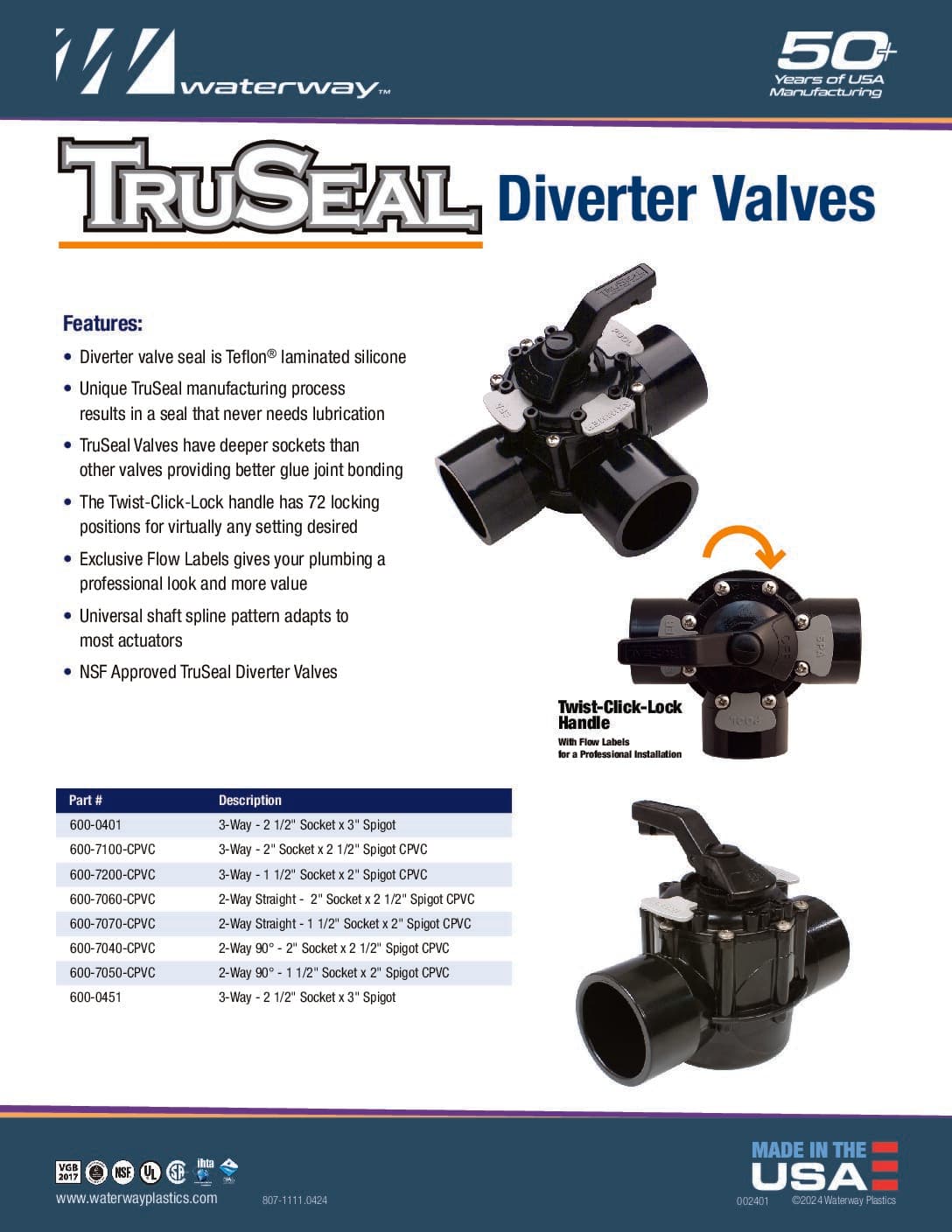 3-WAY WATERWAY VALVE 1 1-2 - thumbnail 2